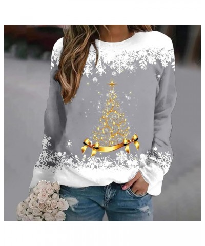 Women's Round Neck Sweatshirt Long Sleeved Raglan Santa Printed Top Fall Winter Fashion Christmas Casual Sweater C-grey $9.32...