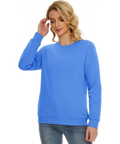 Women's Sherpa Lined Sweatshirts Thermal Casual Crewneck Fleece Pullover Winter Warm Thick Long Sleeve Tops Azure $18.91 Hood...