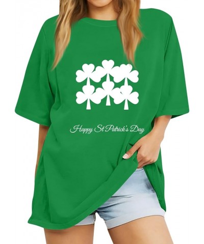 Womens St Patrick's Day T Shirt Round Neck Short Sleeve Shamrock Print Tops Casual Pullover Blouses Graphic Tees 016- White $...