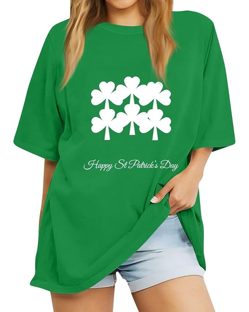 Womens St Patrick's Day T Shirt Round Neck Short Sleeve Shamrock Print Tops Casual Pullover Blouses Graphic Tees 016- White $...