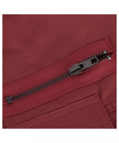 Women's Cargo Pants with Pockets Casual Baggy Military Tactical Jeans Trousers Straight Wide Leg Pants Burgundy $15.40 Jeans