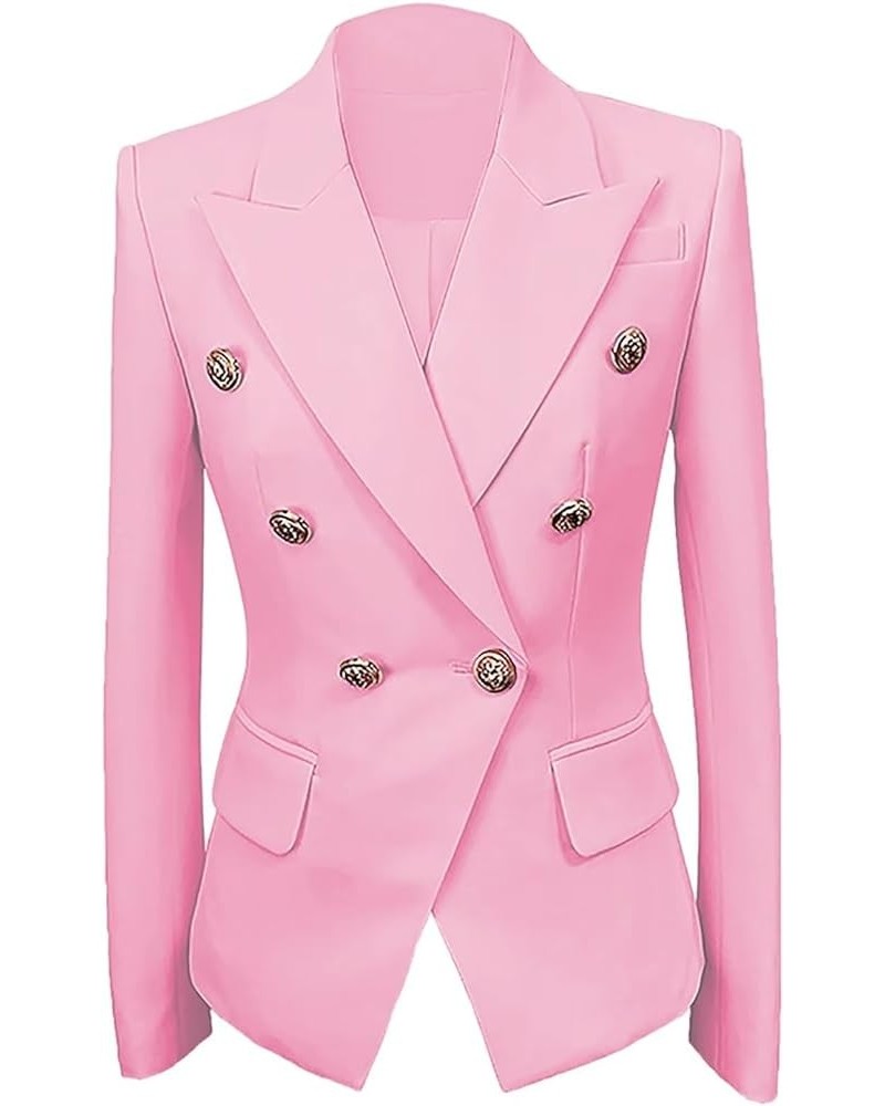 Womens Casual Blazers Long Sleeve Lapel Button Suit Jackets Slim Fit Work Office Blazer Jacket for Women Pink $14.75 Suits