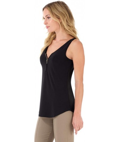 Women's Ultra Soft and Chic Tank w/Front Zipper Detail Black $16.45 Tanks