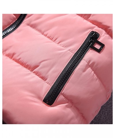 Womens 2023 Fall Vests Sleeveless Puffer Jacket Zip Up Hoodie Pockets Warm Winter Coat Outerwear with Faux Fur Hood Pink $14....