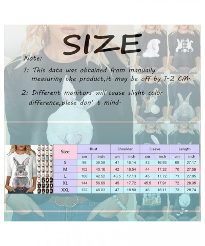 Womens Loose Easter Top 3/4 Sleeve Casual Crew Neck Shirts Cute Bunny Rabbit T-Shirt Print Graphic Pullover Blouse D-pink $7....