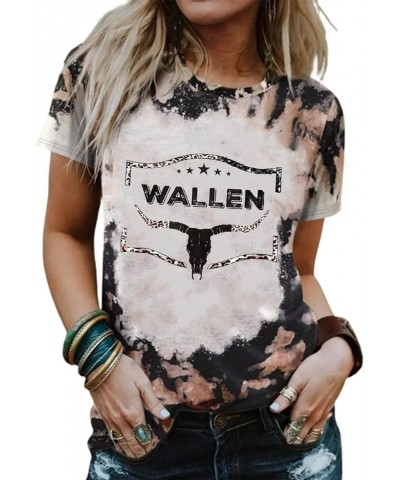 Leopard Steer Skull T-Shirt for Women Retro Western Cowgirl T Shirt Vintage Western T-Shirt Rodeo Cowboy Shirts Tie-dye Black...