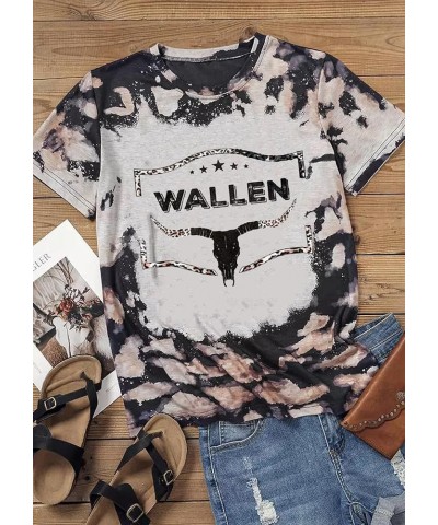 Leopard Steer Skull T-Shirt for Women Retro Western Cowgirl T Shirt Vintage Western T-Shirt Rodeo Cowboy Shirts Tie-dye Black...