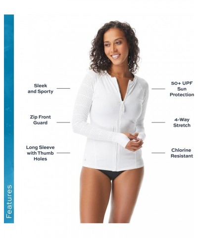 Sport Ava Long Sleeve Rash Guard — 50+ UPF Beach Cover Up Swimsuit Jacket for Women White $33.32 Swimsuits