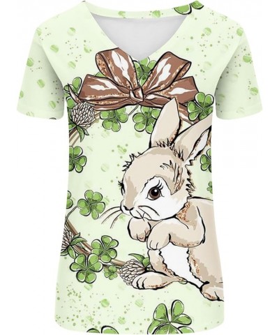 Easter Day Shirts for Women Cute Summer Casual Short Sleeve v Neck Tops Easter Bunny Easter Eggs Print Blouses 02-green $3.81...