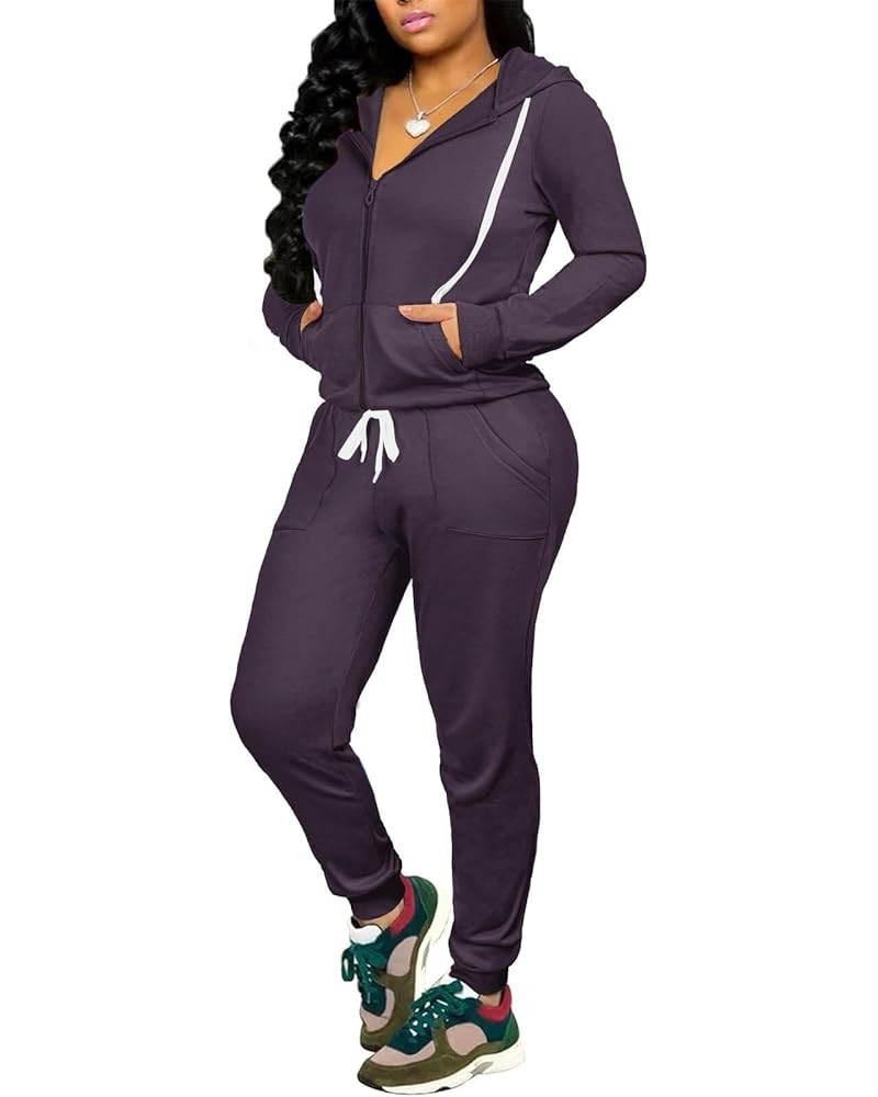 Track Suits for Women Set - Casual 2 Piece Outfits Sweatsuit Pocket Hoodies Long Sleeve with Patchwork Pants Set 4-coffee $20...