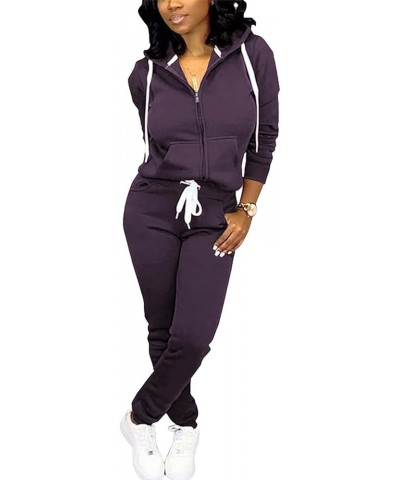 Track Suits for Women Set - Casual 2 Piece Outfits Sweatsuit Pocket Hoodies Long Sleeve with Patchwork Pants Set 4-coffee $20...