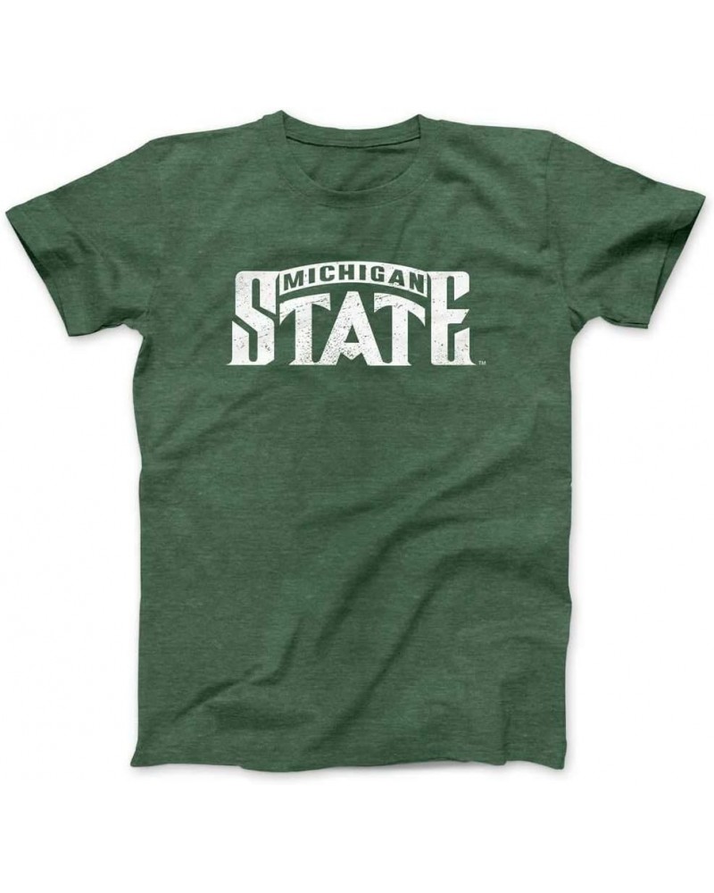 Michigan State Spartans Vintage and Retro MSU Unisex Shirts T-Shirts Tees Short Sleeve Apparel Forest Green $16.10 Tops