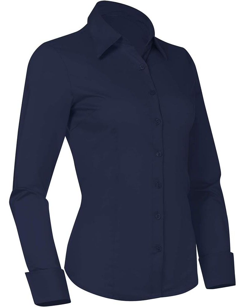 Button Down Shirts for Women, Tailored Long Sleeve Casual Business Professional Office Work Collared Dress Blouse Navy $11.22...