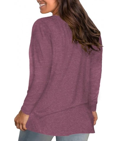 Women Plus-Size Tops Long Sleeve Shirts Sweetheart Neck Casual Tunics 06_wine Red $9.17 Tops