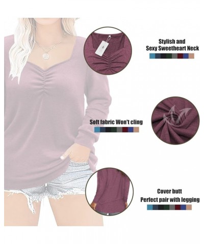 Women Plus-Size Tops Long Sleeve Shirts Sweetheart Neck Casual Tunics 06_wine Red $9.17 Tops