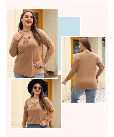 Women Plus-Size Tops Long Sleeve Shirts Sweetheart Neck Casual Tunics 06_wine Red $9.17 Tops