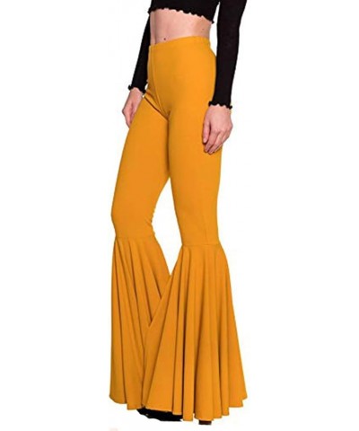 Women High Waisted Flare Pants Solid Color Fashion Pleated Bell Bottoms(7 Colors) Yellow $15.40 Pants