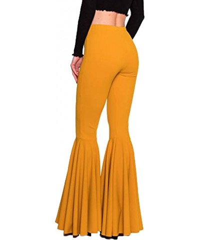 Women High Waisted Flare Pants Solid Color Fashion Pleated Bell Bottoms(7 Colors) Yellow $15.40 Pants