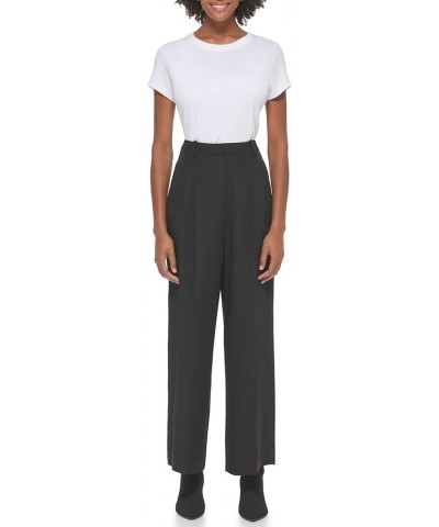 Women's Solid Crepe Pleated Straight Leg Pant (Standard and Plus Size) Black $11.95 Pants