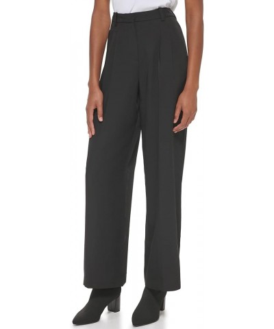 Women's Solid Crepe Pleated Straight Leg Pant (Standard and Plus Size) Black $11.95 Pants