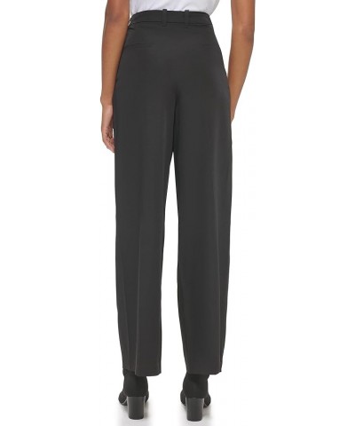 Women's Solid Crepe Pleated Straight Leg Pant (Standard and Plus Size) Black $11.95 Pants