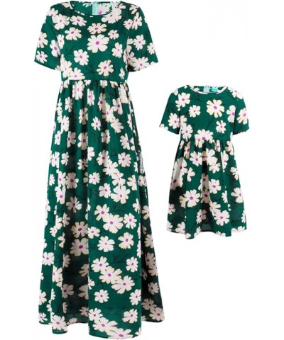 Mommy and Me Matching Dresses Summer Boho Dress Sleeveless Floral Print Family Matching Outfits Set Green C $9.87 Dresses