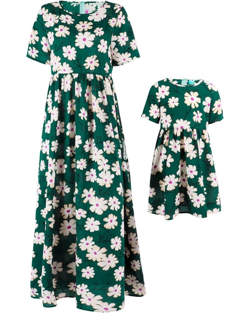 Mommy and Me Matching Dresses Summer Boho Dress Sleeveless Floral Print Family Matching Outfits Set Green C $9.87 Dresses