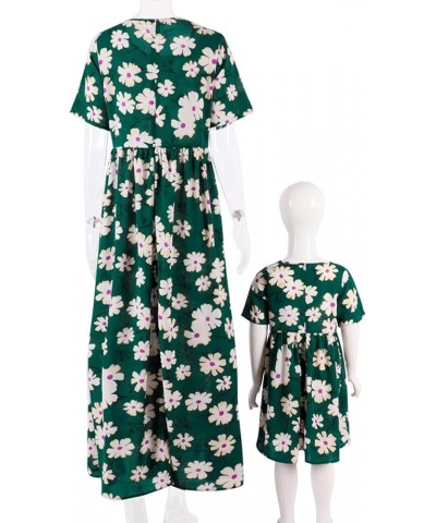 Mommy and Me Matching Dresses Summer Boho Dress Sleeveless Floral Print Family Matching Outfits Set Green C $9.87 Dresses