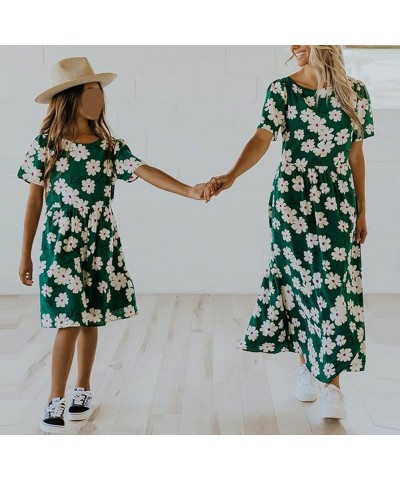 Mommy and Me Matching Dresses Summer Boho Dress Sleeveless Floral Print Family Matching Outfits Set Green C $9.87 Dresses