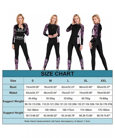 Women's One Piece Swimsuit Long Sleeve Full Body Swimwar Rash Guard with Sun Protection Purple-leaves $22.87 Swimsuits