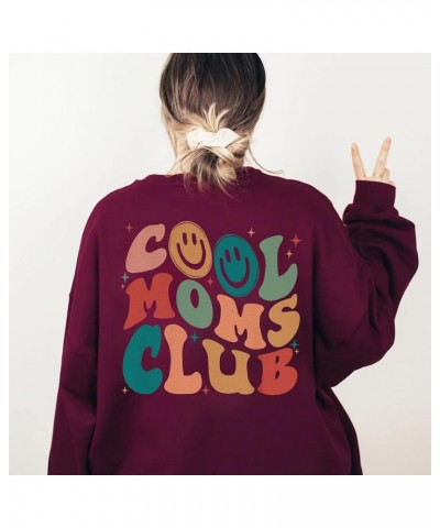 Cool Moms Club Sweatshirt - Cool Mom Club Funny Smile Sweater, Mom Sweatshirt for Women Forest Green $16.38 Activewear