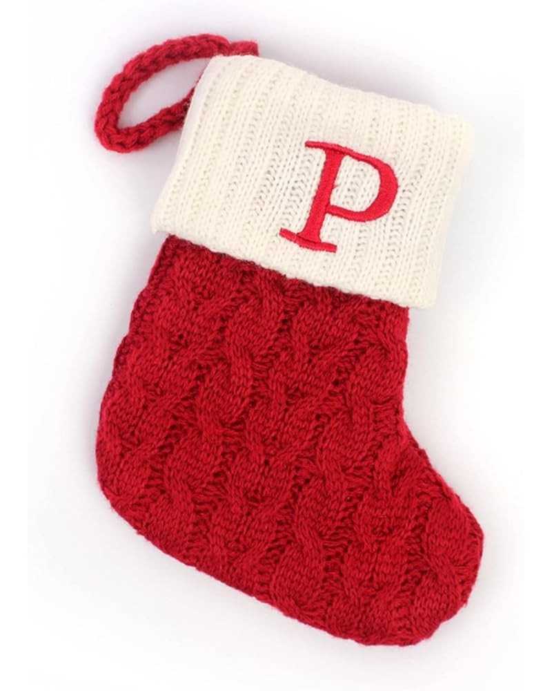 Christmas Stockings with Letter Monogrammed Mini Cute Stocking -7.08'' Decorative Socks Knitted Plush Gift Stocking (Red N, O...