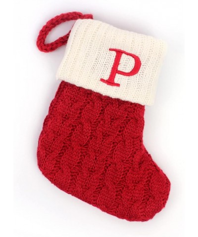 Christmas Stockings with Letter Monogrammed Mini Cute Stocking -7.08'' Decorative Socks Knitted Plush Gift Stocking (Red N, O...