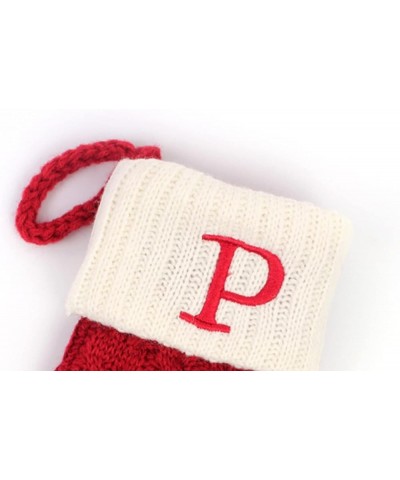 Christmas Stockings with Letter Monogrammed Mini Cute Stocking -7.08'' Decorative Socks Knitted Plush Gift Stocking (Red N, O...