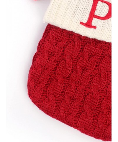 Christmas Stockings with Letter Monogrammed Mini Cute Stocking -7.08'' Decorative Socks Knitted Plush Gift Stocking (Red N, O...