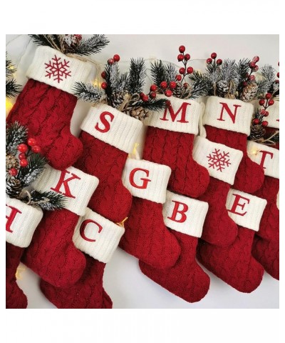 Christmas Stockings with Letter Monogrammed Mini Cute Stocking -7.08'' Decorative Socks Knitted Plush Gift Stocking (Red N, O...