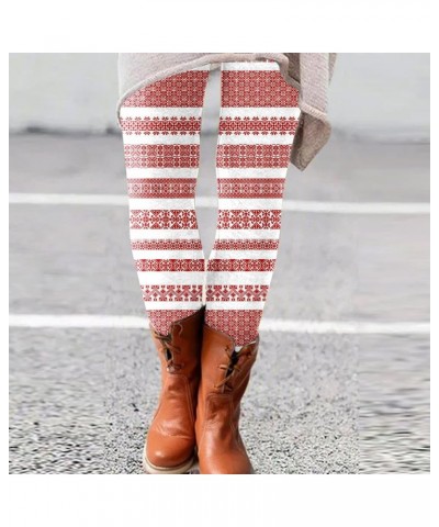 Pants Leggings for Women Dressy High Waist Casual Christmas Printed Elastic Slim Long Sport Hiking Pants Leggings C-red $24.5...