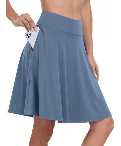 Knee Length Skorts Skirts for Women 2024 Summer High Waisted Golf Tennis Skirts Casual Travel Built-in Shorts Blue $18.35 Skirts