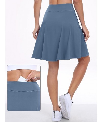 Knee Length Skorts Skirts for Women 2024 Summer High Waisted Golf Tennis Skirts Casual Travel Built-in Shorts Blue $18.35 Skirts