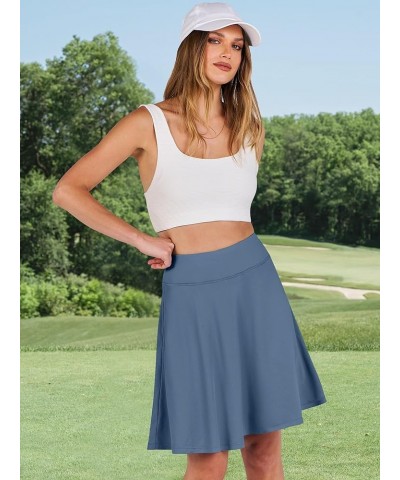 Knee Length Skorts Skirts for Women 2024 Summer High Waisted Golf Tennis Skirts Casual Travel Built-in Shorts Blue $18.35 Skirts