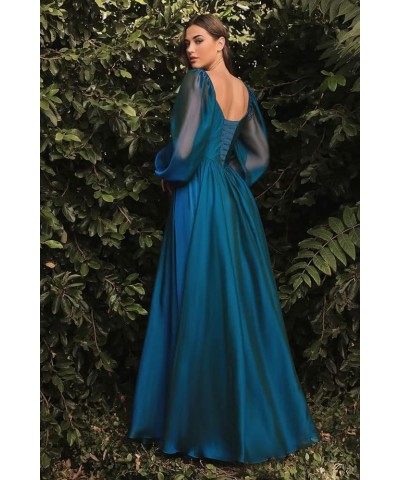 Long Sleeve Brdiesmaid Dresses for Wedding Off Shoulder Evening Gowns for Women Pleated Chiffon Prom Dresses CXL056 Turquoise...