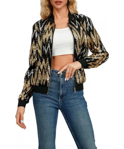 Women's Sequin Jackets Glitter Sparkly Open Front Blazer Jacket Casual Long Sleeve Cardigan Coats with Pockets D05-gold $19.7...