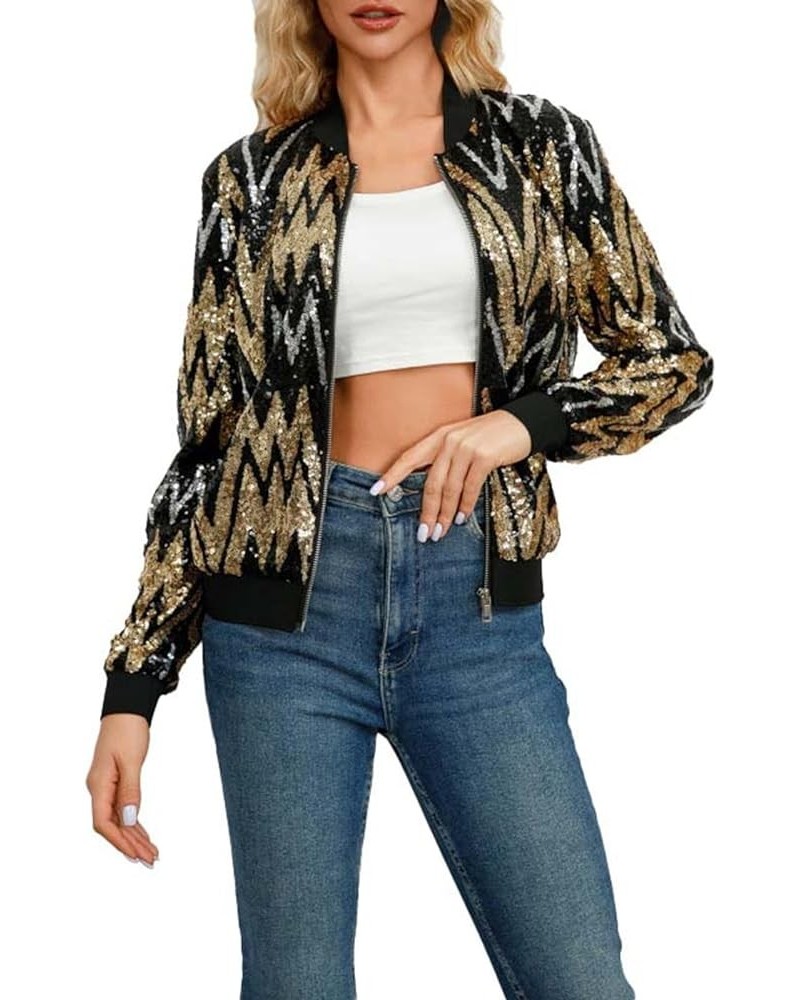 Women's Sequin Jackets Glitter Sparkly Open Front Blazer Jacket Casual Long Sleeve Cardigan Coats with Pockets D05-gold $19.7...