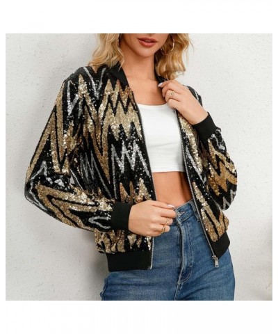 Women's Sequin Jackets Glitter Sparkly Open Front Blazer Jacket Casual Long Sleeve Cardigan Coats with Pockets D05-gold $19.7...