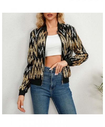 Women's Sequin Jackets Glitter Sparkly Open Front Blazer Jacket Casual Long Sleeve Cardigan Coats with Pockets D05-gold $19.7...