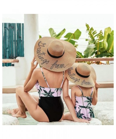 Mommy and Me Swimsuits One Piece Family Matching Swimwear Coconut Tree Printed Deep V Neck Bathing Suits Men Pink Coconut Tre...