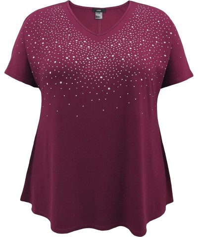 Women and Plus Size Short Sleeve Studded Swing Tunic Top (Small-5X) Wine Studded. $8.25 T-Shirts