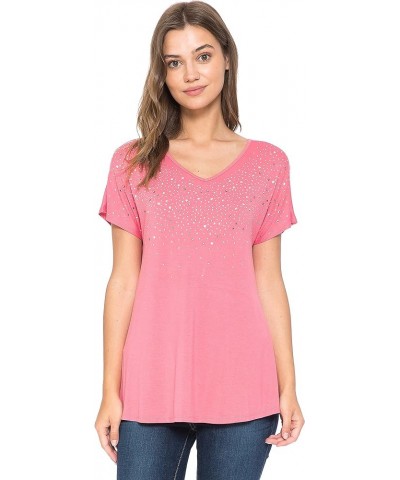 Women and Plus Size Short Sleeve Studded Swing Tunic Top (Small-5X) Wine Studded. $8.25 T-Shirts