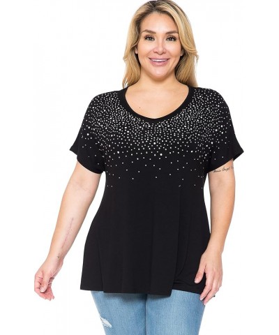 Women and Plus Size Short Sleeve Studded Swing Tunic Top (Small-5X) Wine Studded. $8.25 T-Shirts