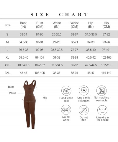 Jumpsuit for Women Built In Shapewear Tummy Control Bodysuit Sleeveless Body Shaper Square Neck Sports Romper Brown $39.74 Li...